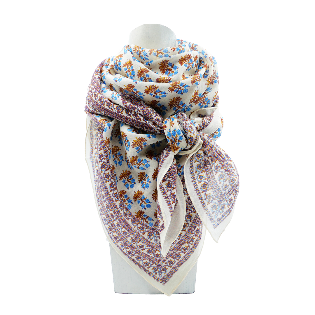 carré coton bohème chic fond écru